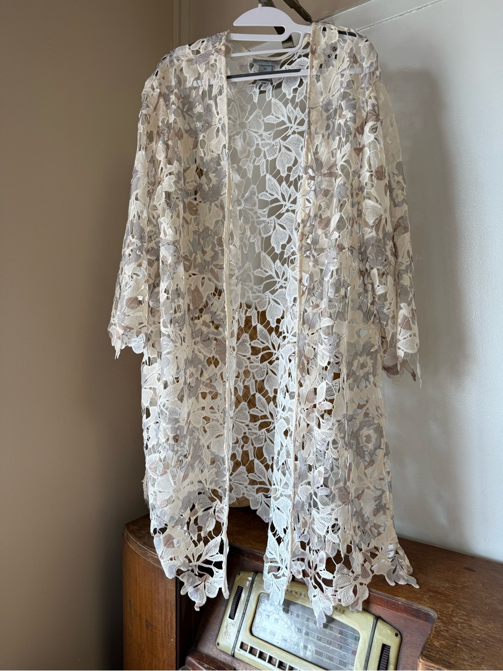 Catherines Floral Lace Duster Kimono Cardigan Plus Size Vintage Inspired Rare